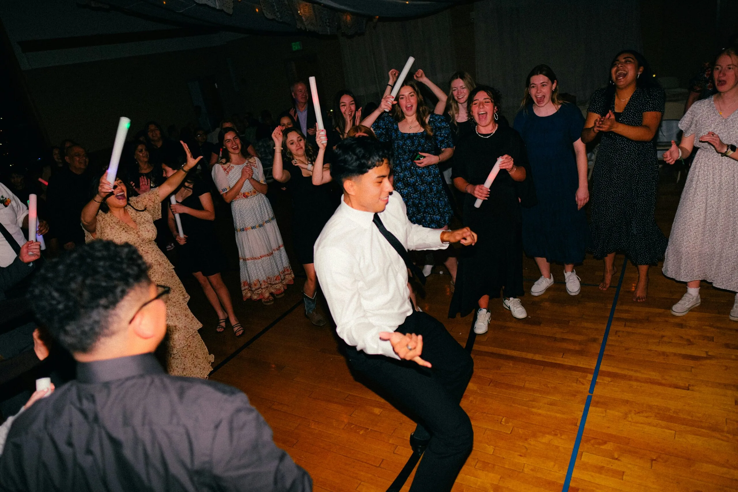 Guests filling the dance floor late in the evening